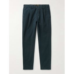 Tapered Pleated Stretch-Cotton Moleskin Trousers