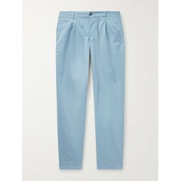 Tapered Pleated Stretch-Cotton Gabardine Trousers