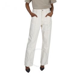 Ladies Ecru Nadege Straight-Cut Jeans, Brand Size 36