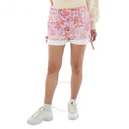 Ladies Floral Print Naesqui Cotton Denim Shorts, Brand Size 36 (US Size 2)