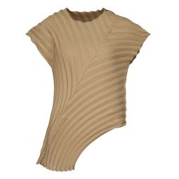 Curved Pleats Stripe Shirt