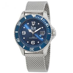 Ice Quartz Blue Dial Stainless Steel Mesh Mens Watch