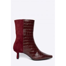 SISTER TWO TONED HEELED BOOT - BLACK/BOYSENBERRY/GRAY