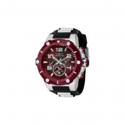 Men's Speedway Chronograph Silicone and Stainless Steel Red Dial Watch