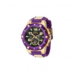 Men's Speedway Chronograph Silicone and Stainless Steel Purple Dial Watch