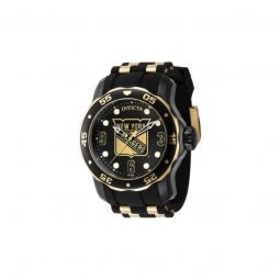 Men's NHL Silicone and Stainless Steel Gold and Black Dial Watch