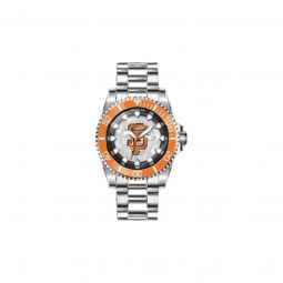 Men's MLB Stainless Steel Orange and Silver and White and Black Dial Watch
