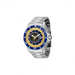 Men's MLB Stainless Steel Yellow and Silver and White and Blue Dial Watch