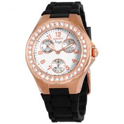 Angel Multi-Function White Dial Black Leather Ladies Watch