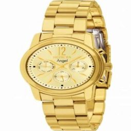 Angel Chronograph Gold Dial Gold-tone Ladies Watch