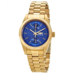 Specialty Blue Dial Yellow Gold-tone Ladies Watch