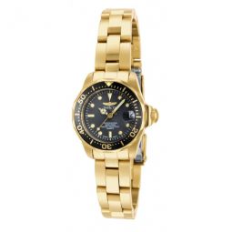 Pro Diver Black Dial 18kt Gold Ion-plated Ladies Watch