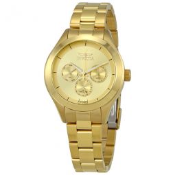 Angel Multi-function Gold Dial Gold-plated Ladies Watch