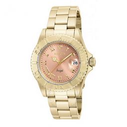Angel Pink Dial Yellow Gold-plated Ladies Watch