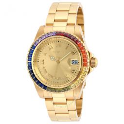 Angel Gold Dial Gold-plated Ladies Watch