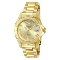 Angel Champagne Dial 18kt Gold Ion-plated Ladies Watch