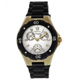 Angel Black Rubber Strap White Dial Multi Function Ladies Watch