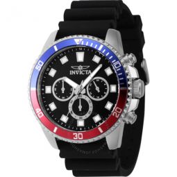 Pro Diver Chronograph GMT Quartz Black Dial Pepsi Bezel Mens Watch