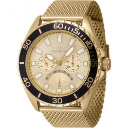 Pro Diver GMT Retrograde Quartz Gold Dial Mens Watch