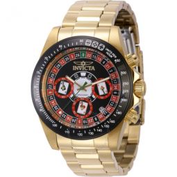 Speedway Roulette Casino Chronograph GMT Quartz Black Dial Mens Watch