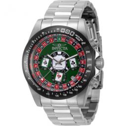 Speedway Roulette Casino Chronograph GMT Quartz Green Dial Mens Watch