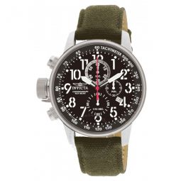 Force Lefty Crown Chronograph Black Dial Olive Fabric Mens Watch