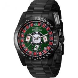 Speedway Roulette Casino Chronograph GMT Quartz Green Dial Mens Watch