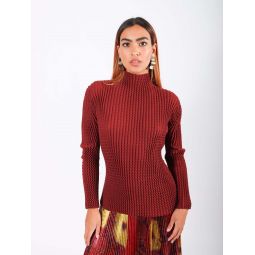 Spongy Mockneck in Brown by Issey Miyake