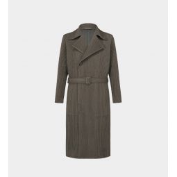 Wool Like Pleated Trench Coat - Grey