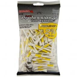 Pride Sports 2 3/4 Inch Professional Tee System (PTS) White Wood Golf Tees - 100 Pack