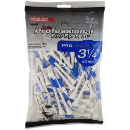 Pride Sports 3 1/4 Inch Professional Tee System (PTS) White Wood Golf Tees - 75 Pack