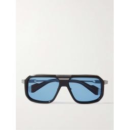 Donohu Aviator-Style Silver-Tone and Acetate Sunglasses