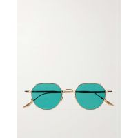 Hartana Round-Frame Gold-Tone Beta Titanium Sunglasses