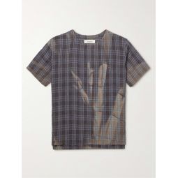 Sun-Faded Checked Linen T-Shirt