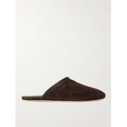 Knighton Leather-Trimmed Suede Slippers