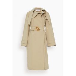 Exaggerated Collar Chain Link Trench in Flax