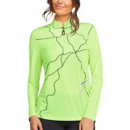 Jamie Sadock Womens Squiggle Sunsense Long Sleeve Golf Top