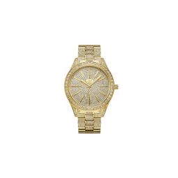 Womens Cristal 18K Gold-Plated Stainless steel Gold Dial