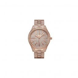 Womens Cristal 18K Rose Gold-Plated Stainless steel Rose Gold Dial