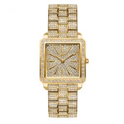 Cristal Quartz Diamond Crystal Gold Dial Ladies Watch