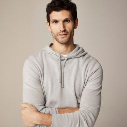 Tipped cashmere hoodie in birds eye