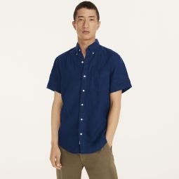 Short-sleeve Baird McNutt garment-dyed Irish linen shirt