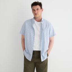 Short-sleeve yarn-dyed seersucker shirt