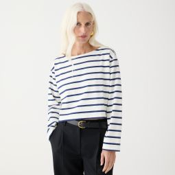 Cropped boatneck T-shirt in mariner cotton