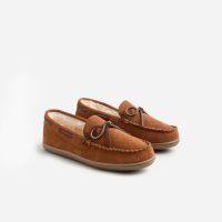 Sherpa-lined suede slippers