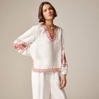 Bungalow embroidered top in linen
