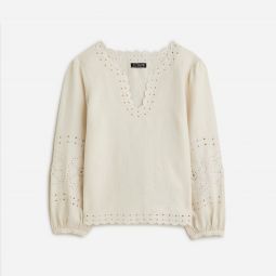Bungalow embroidered top in linen