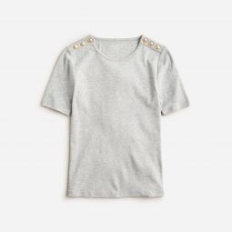 Perfect-fit elbow-sleeve T-shirt with buttons