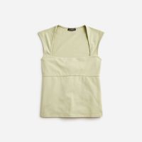 Squareneck cap-sleeve top in stretch cotton blend