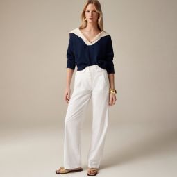 Pleated button-front pant in chino